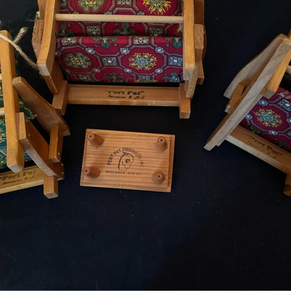 Vintage 1960s Pert Pat Wooden Dollhouse Furniture Set With Cushions